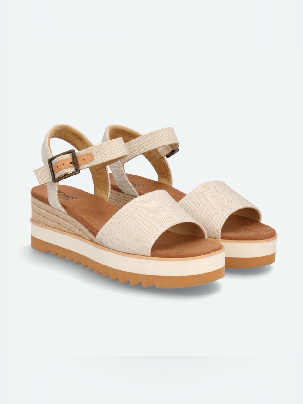 Toms Diana Off-White Platform Espadrille Ankle-Strap Sandals